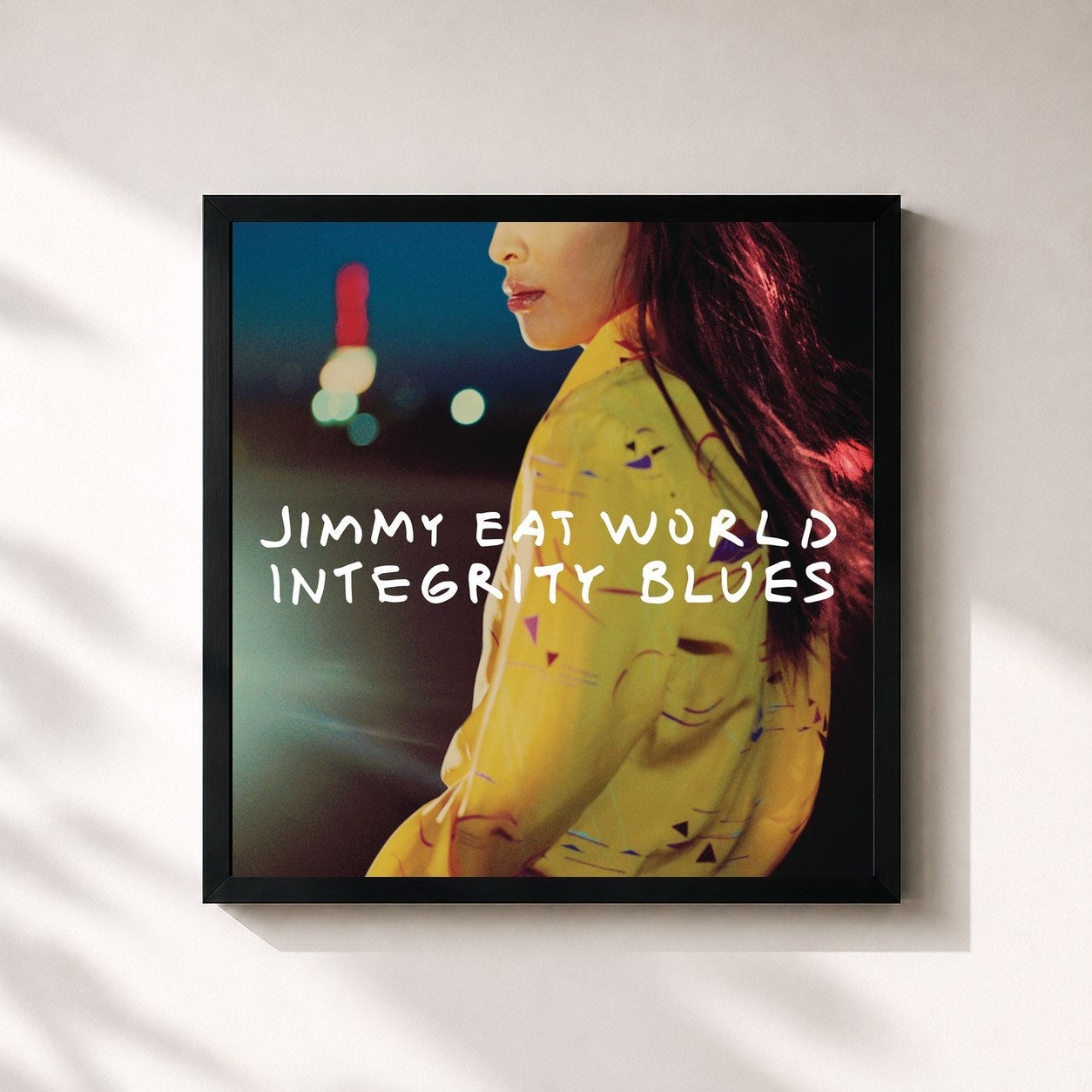 #noir Tableau carré de l'album Integrity Blues de Jimmy Eat World, cadre noir 32x32 cm