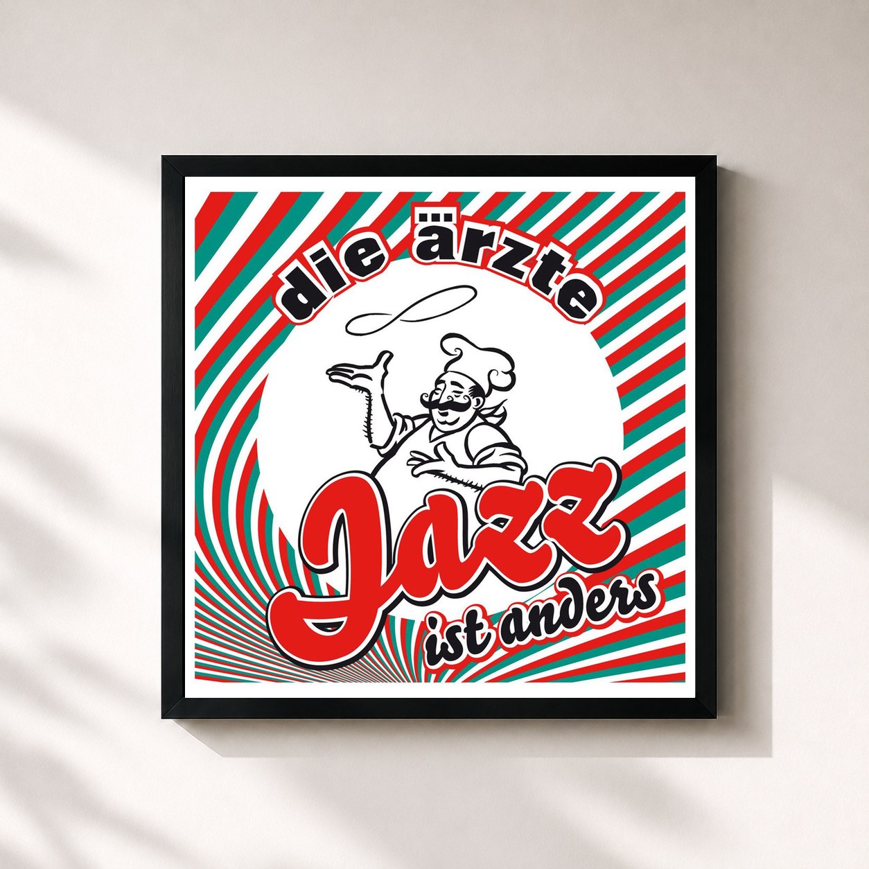 #noir Tableau carré de l'album Jazz ist anders de Die Ärzte, cadre noir 32x32 cm