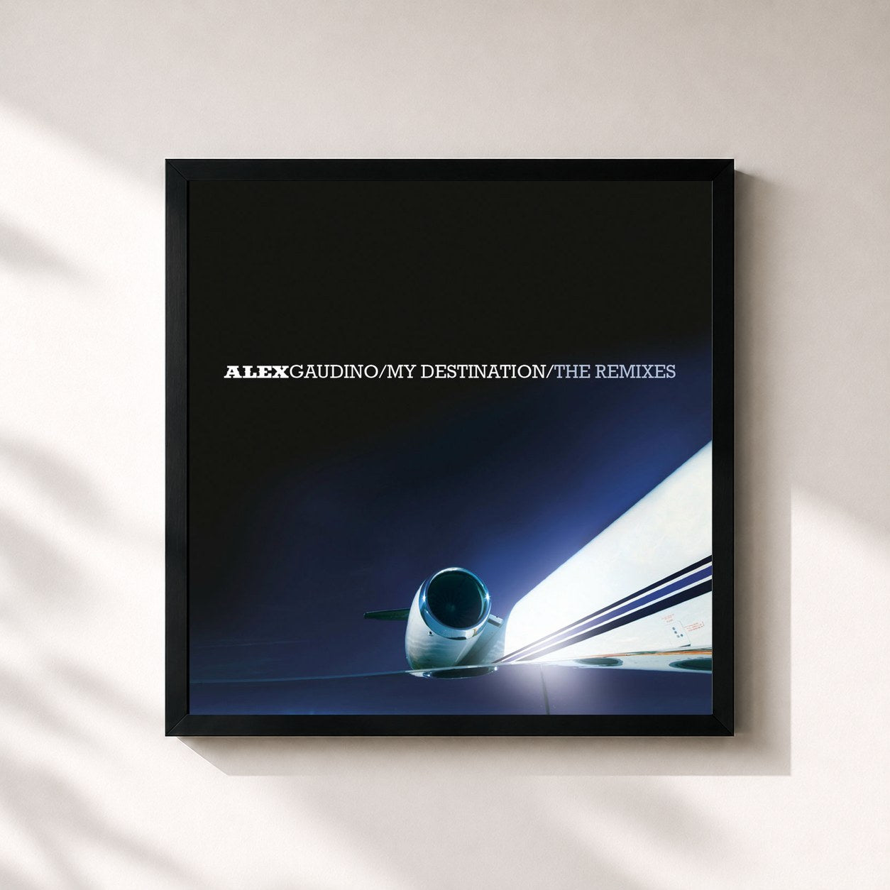 #noir Tableau carré de l'album My Destination (The Remixes) de Alex Gaudino, cadre noir 32x32 cm