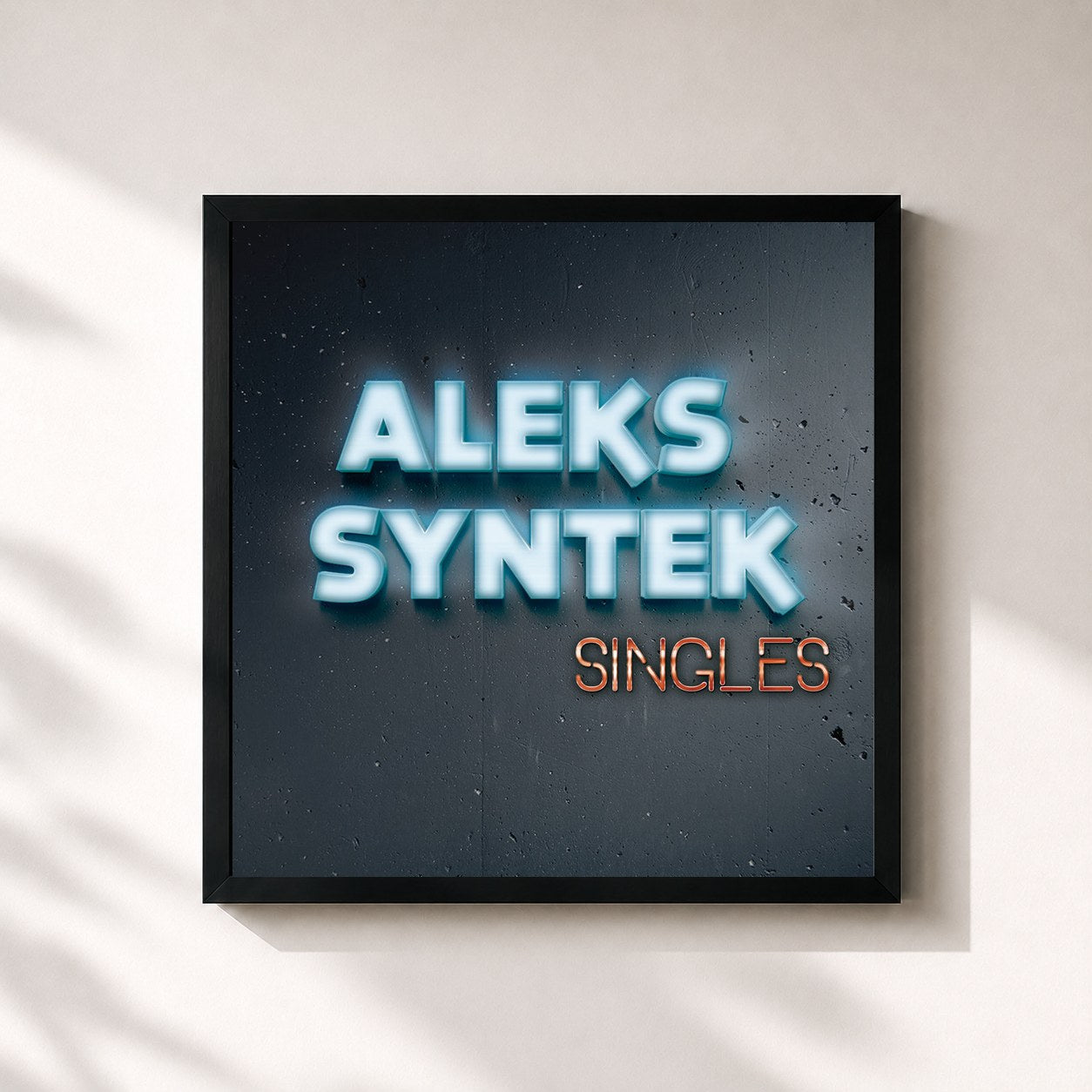 #noir Tableau carré de l'album Singles de Aleks Syntek, cadre noir 32x32 cm