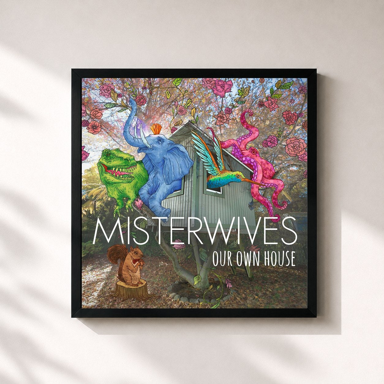 #noir Tableau carré de l'album Our Own House de MisterWives, cadre noir 32x32 cm
