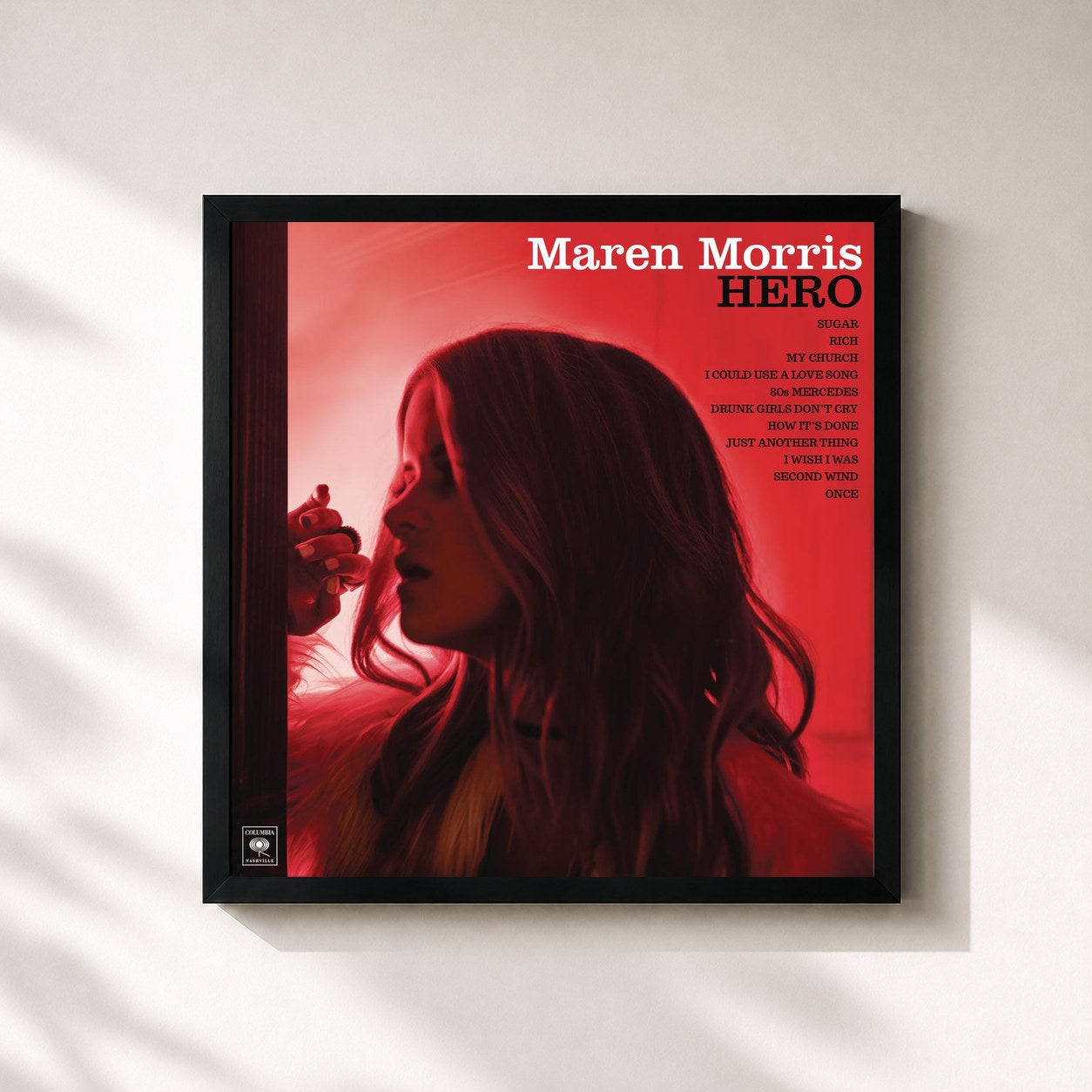 #noir Tableau carré de l'album HERO de Maren Morris, cadre noir 32x32 cm