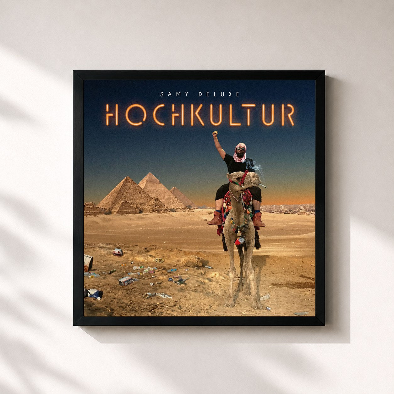 #noir Tableau carré de l'album Hochkultur de Samy Deluxe, cadre noir 32x32 cm