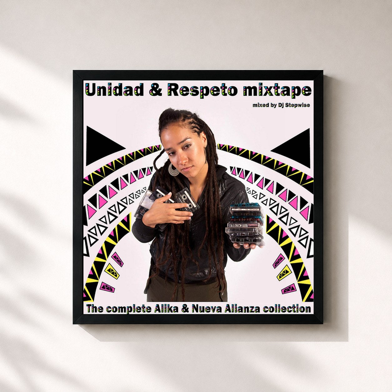 #noir Tableau carré de l'album Unidad & Respeto Mixtape (Mixed by Dj Stepwise) de Alika, cadre noir 32x32 cm
