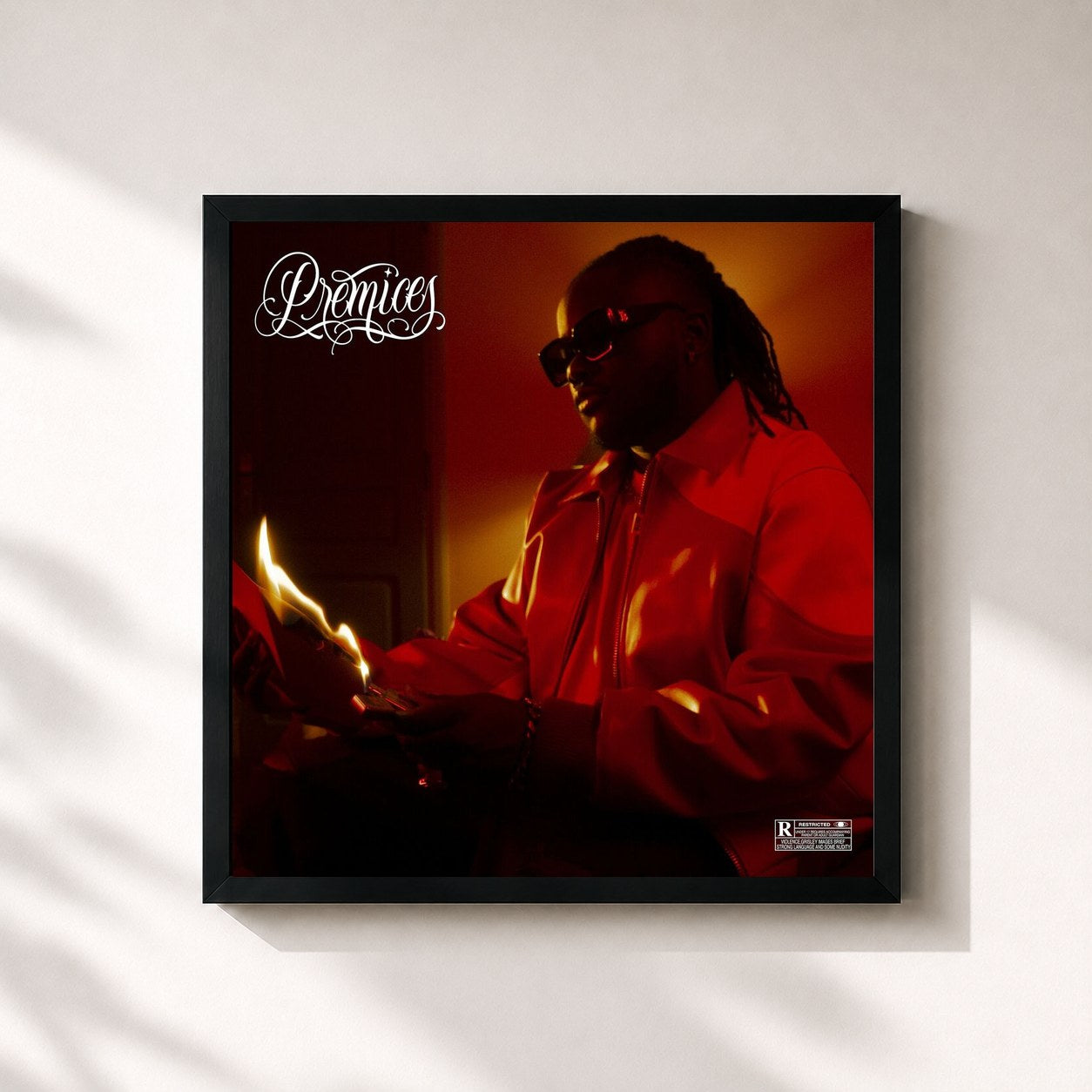 #noir Tableau carré de l'album Prémices de Davy One, cadre noir 32x32 cm