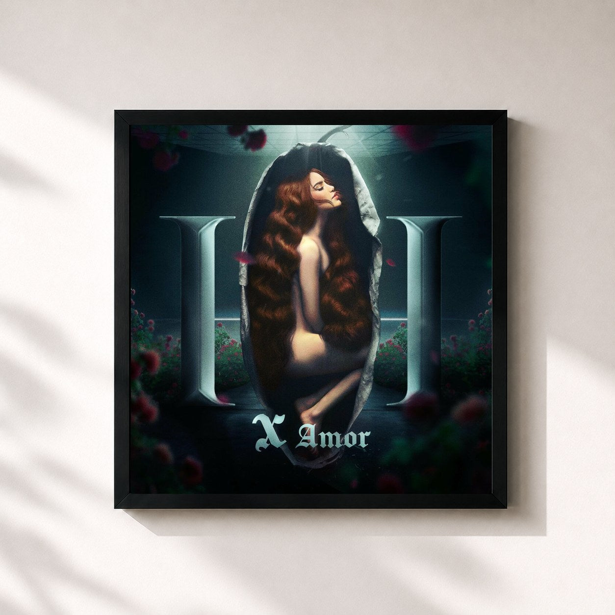 #noir Tableau carré de l'album X Amor II de Kim Loaiza, cadre noir 32x32 cm