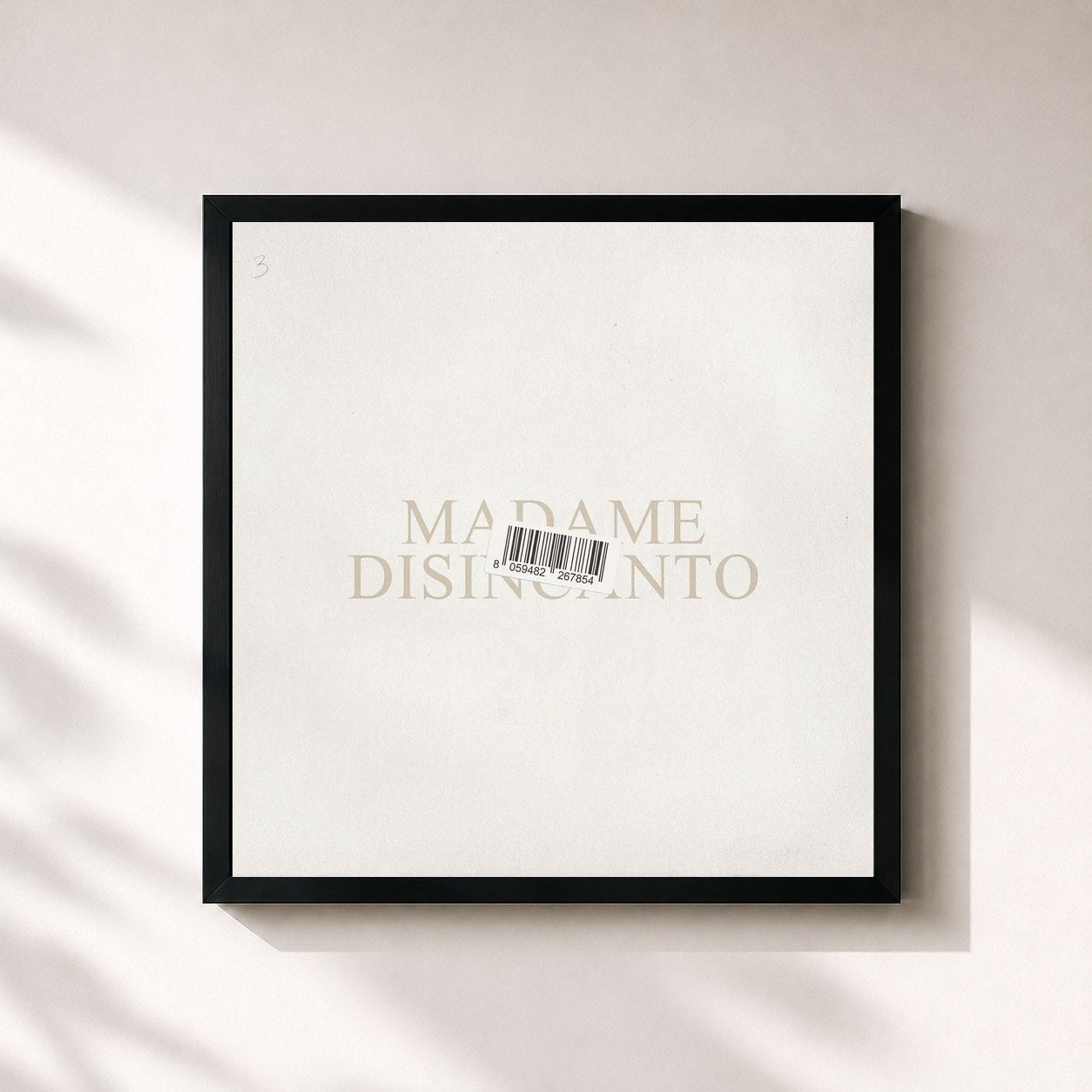 #noir Tableau carré de l'album DISINCANTO de Madame, cadre noir 32x32 cm