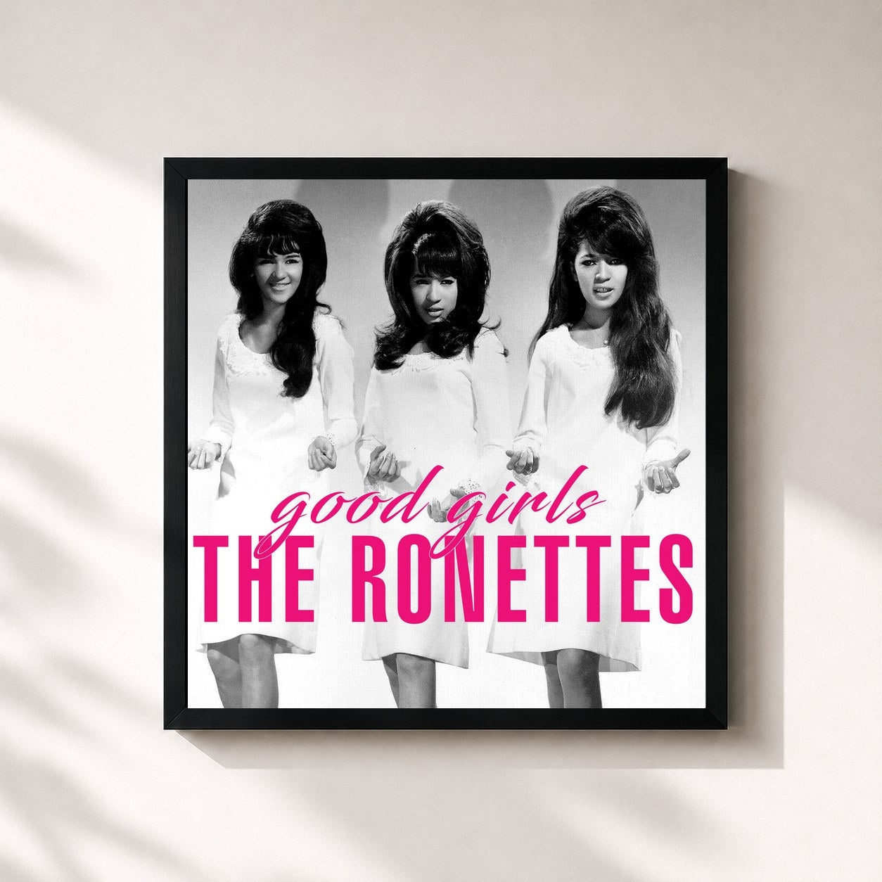#noir Tableau carré de l'album Good Girls de The Ronettes, cadre noir 32x32 cm