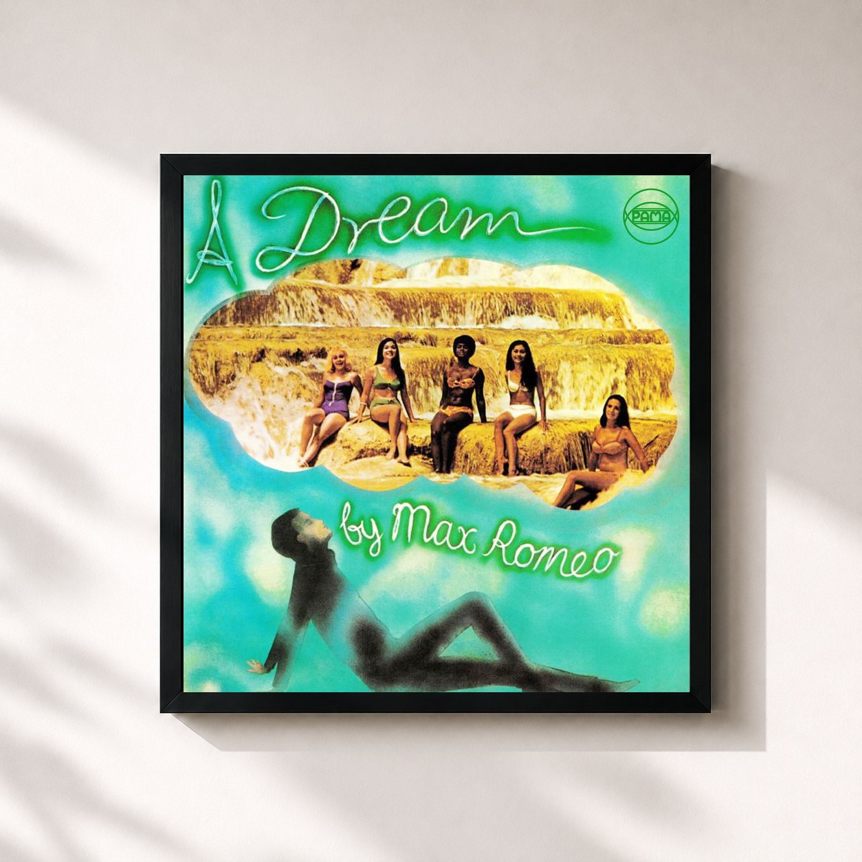 #noir Tableau carré de l'album A Dream de Max Romeo, cadre noir 32x32 cm