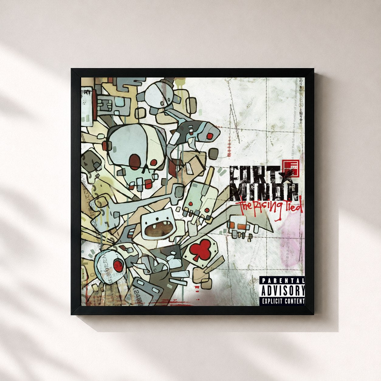 #noir Tableau carré de l'album The Rising Tied de Fort Minor, cadre noir 32x32 cm