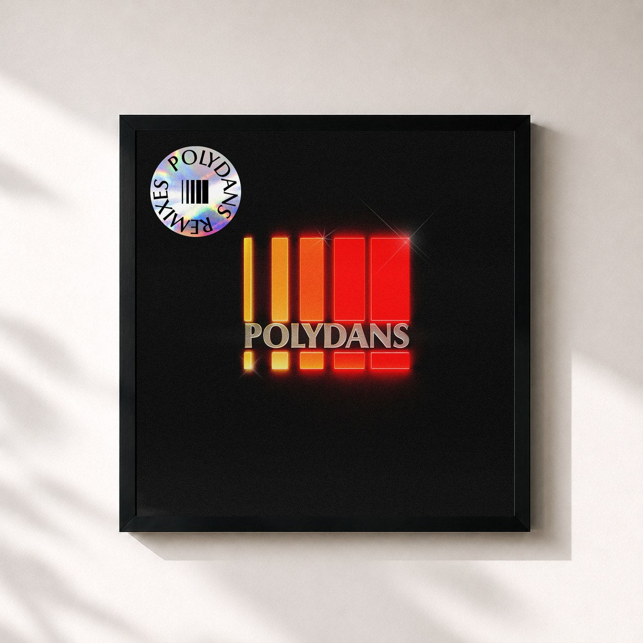 #noir Tableau carré de l'album Polydans Remixes de Roosevelt, cadre noir 32x32 cm