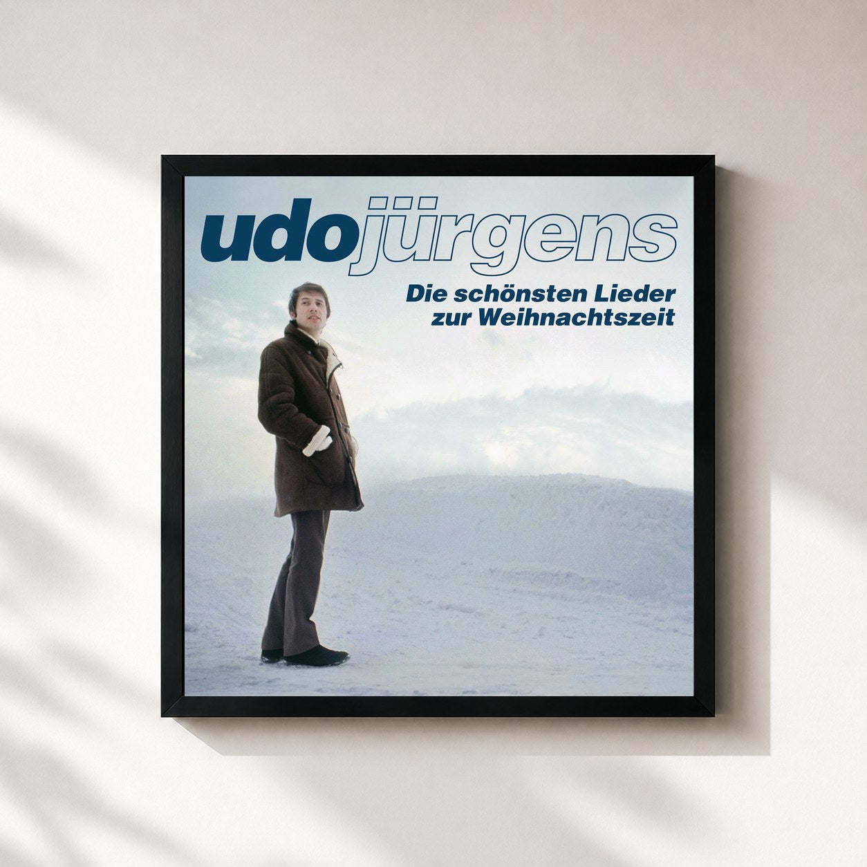 #noir Tableau carré de l'album Die schönsten Lieder zur Weihnachtszeit de Udo Jürgens, cadre noir 32x32 cm