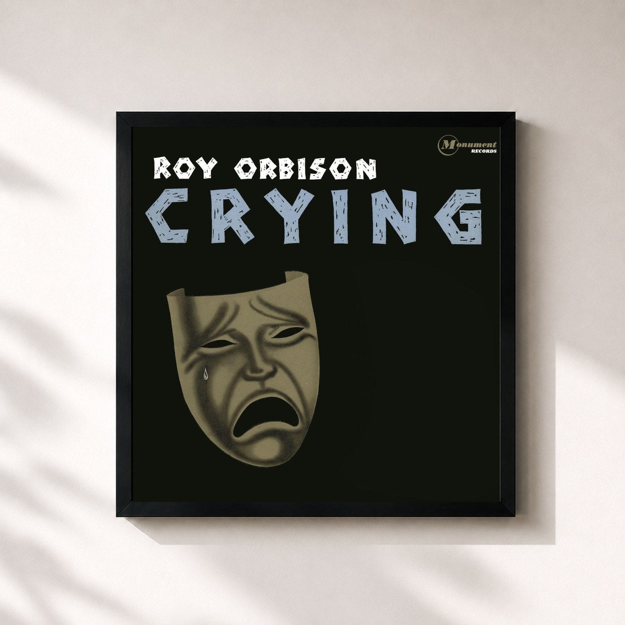 #noir Tableau carré de l'album Crying de Roy Orbison, cadre noir 32x32 cm