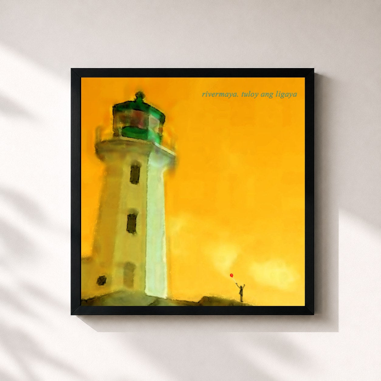 #noir Tableau carré de l'album Tuloy Ang Ligaya de Rivermaya, cadre noir 32x32 cm