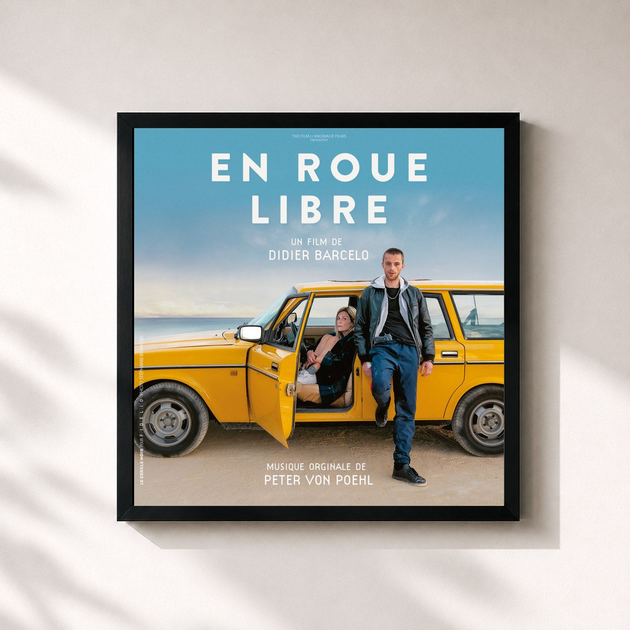 #noir Tableau carré de l'album En roue libre (Bande originale du film) de Peter von Poehl, cadre noir 32x32 cm
