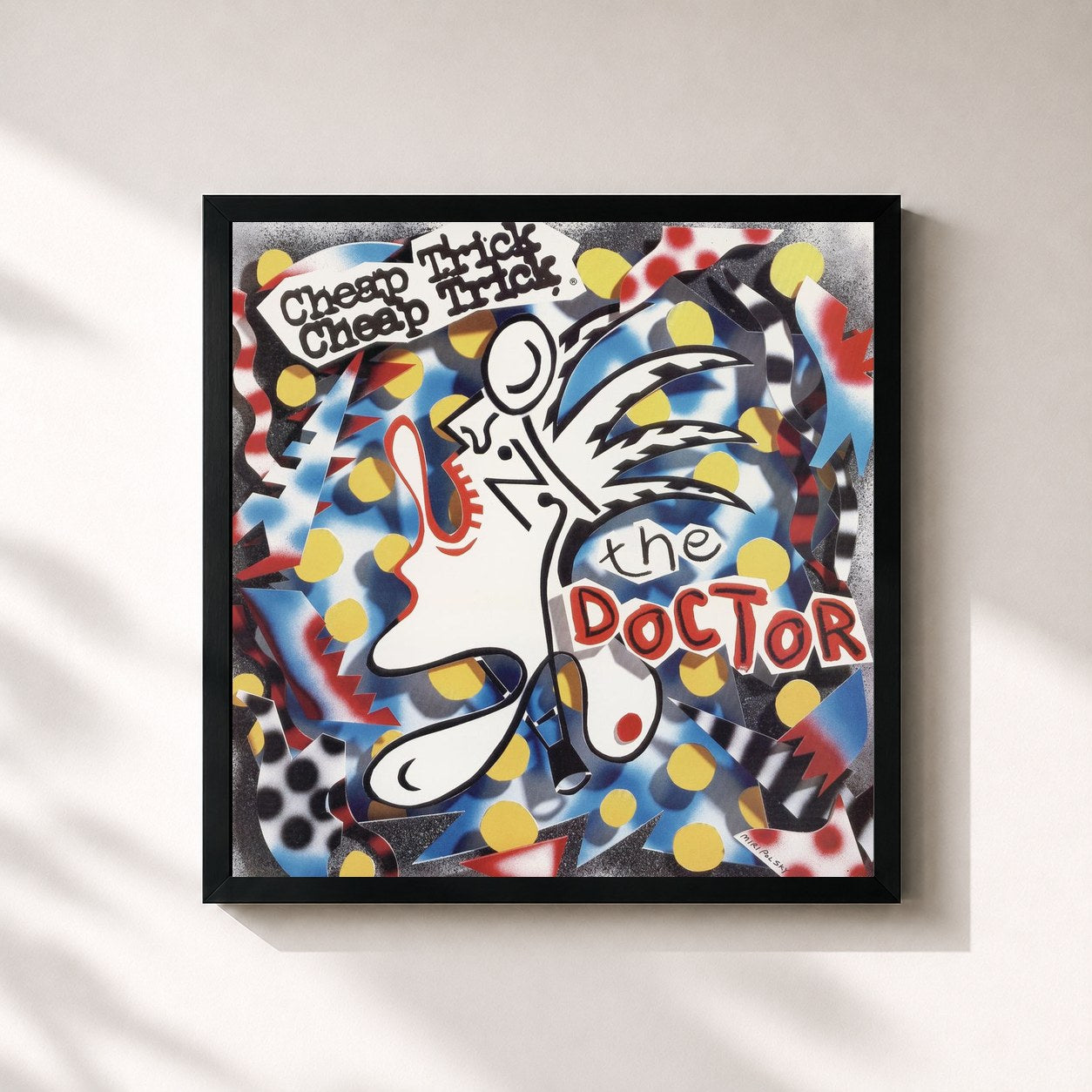 #noir Tableau carré de l'album The Doctor de Cheap Trick, cadre noir 32x32 cm