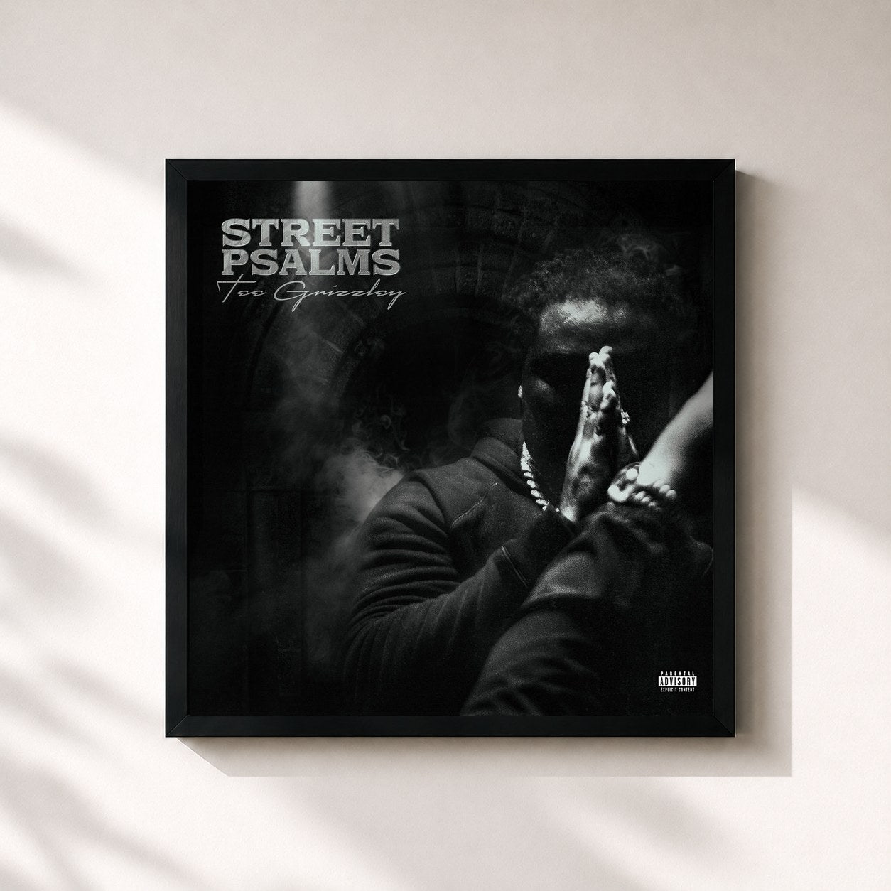 #noir Tableau carré de l'album Street Psalms de Tee Grizzley, cadre noir 32x32 cm