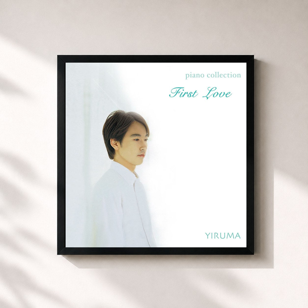#noir Tableau carré de l'album First Love (The Original & the Very First Recording) de Yiruma, cadre noir 32x32 cm
