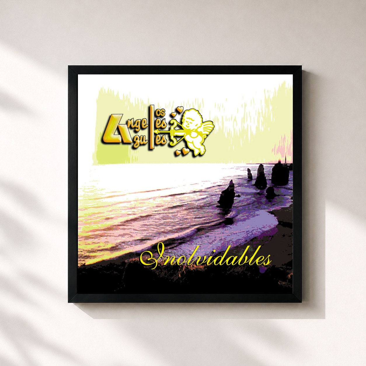 #noir Tableau carré de l'album Inolvidables de Los Angeles Azules, cadre noir 32x32 cm