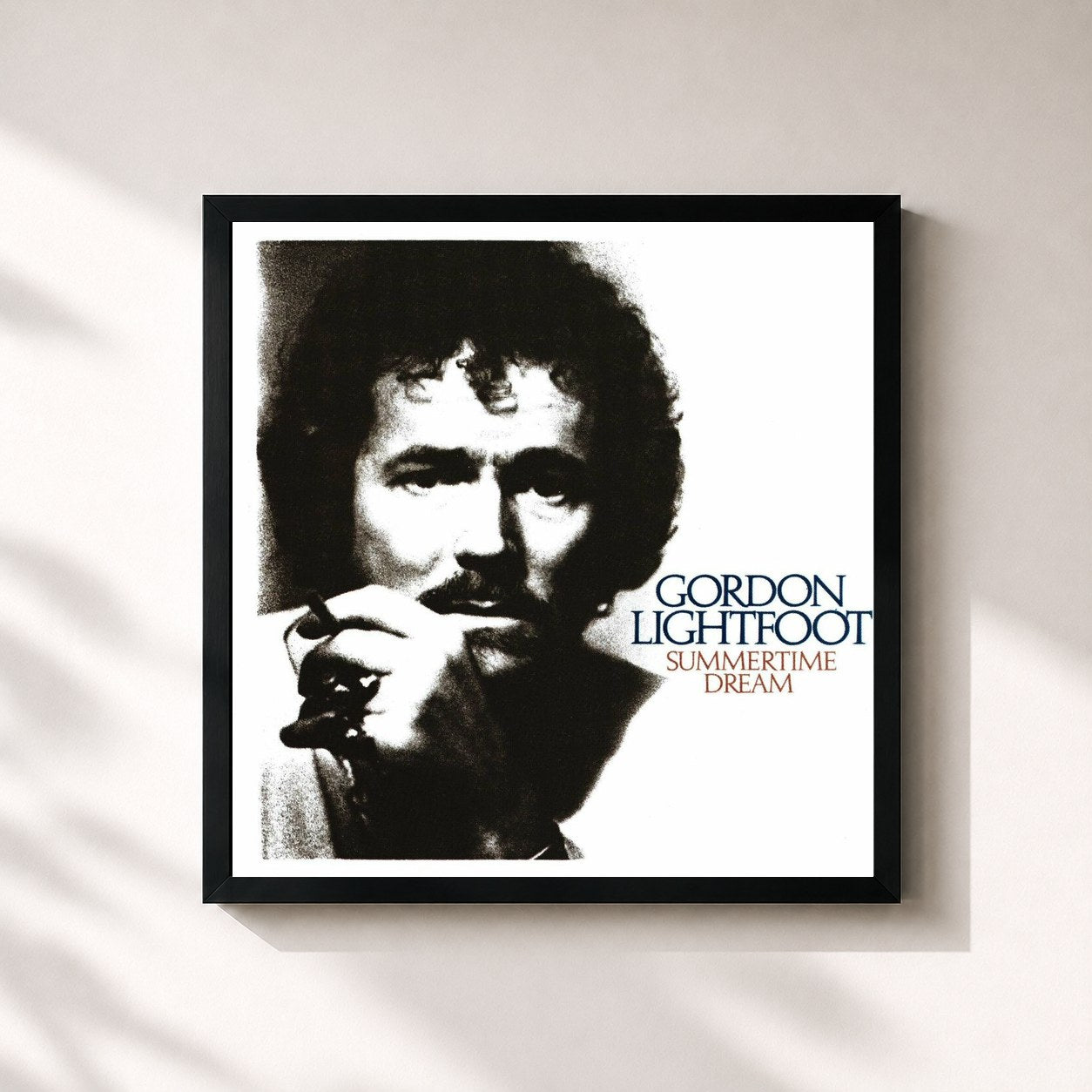 #noir Tableau carré de l'album Summertime Dream de Gordon Lightfoot, cadre noir 32x32 cm
