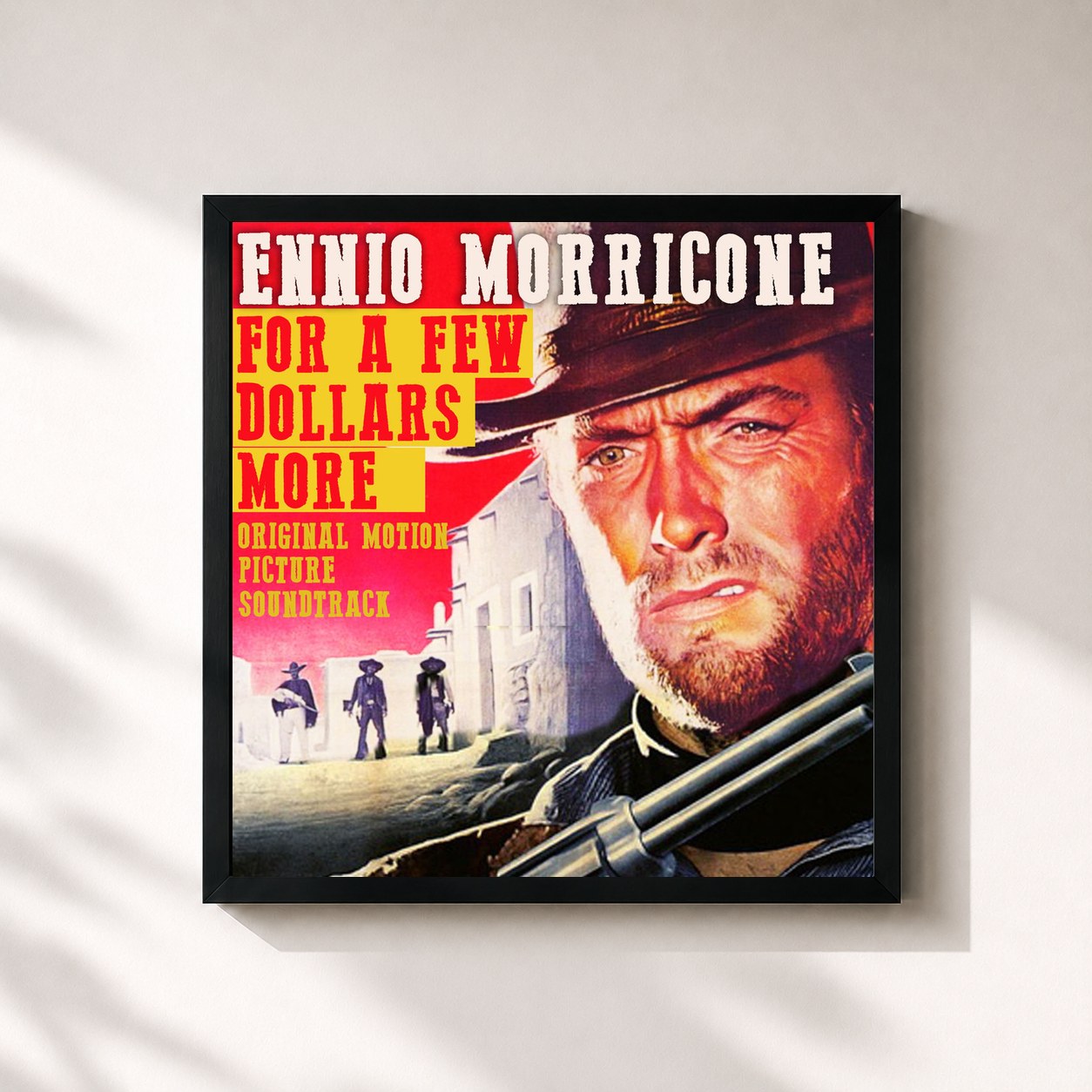 #noir Tableau carré de l'album For a Few Dollars More (Original Motion Picture Soundtrack) - Remastered de Ennio Morricone, cadre noir 32x32 cm