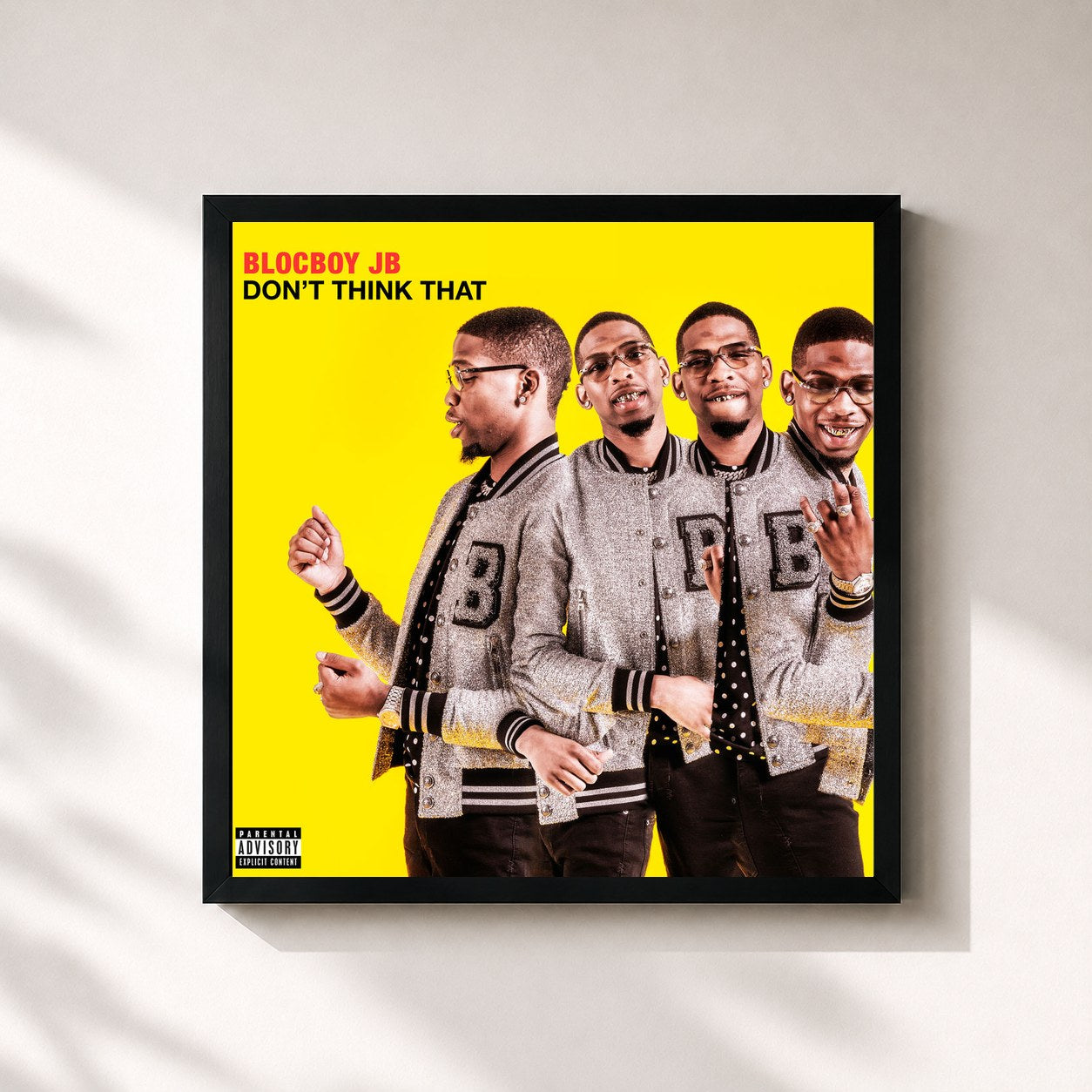 #noir Tableau carré de l'album Don't Think That de BlocBoy JB, cadre noir 32x32 cm