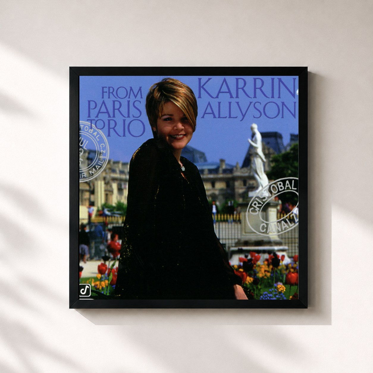 #noir Tableau carré de l'album From Paris To Rio de Karrin Allyson, cadre noir 32x32 cm