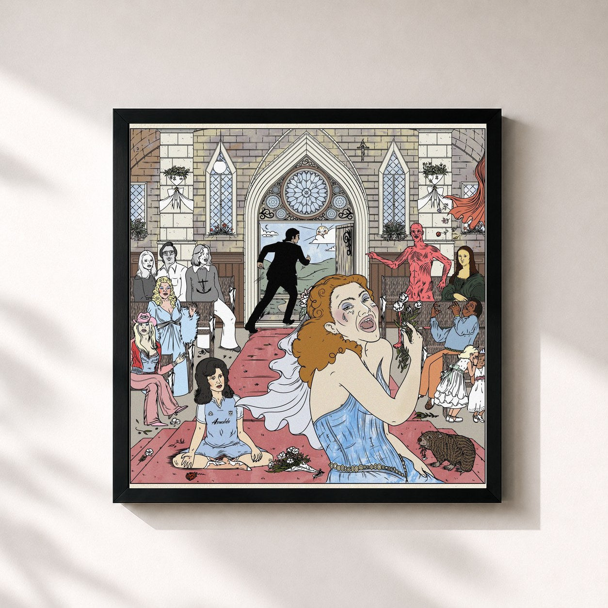 #noir Tableau carré de l'album If My Wife New I'd Be Dead de Cmat, cadre noir 32x32 cm