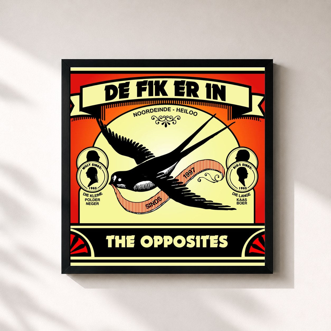 #noir Tableau carré de l'album De Fik Erin de The Opposites, cadre noir 32x32 cm
