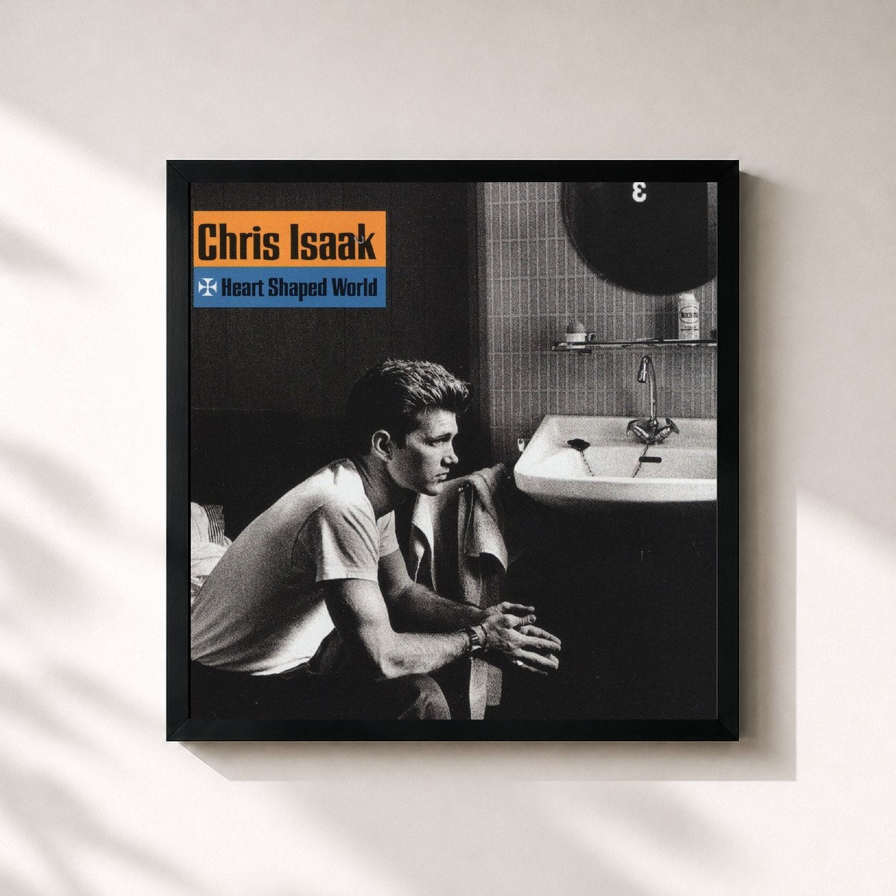 #noir Tableau carré de l'album Heart Shaped World de Chris Isaak, cadre noir 32x32 cm