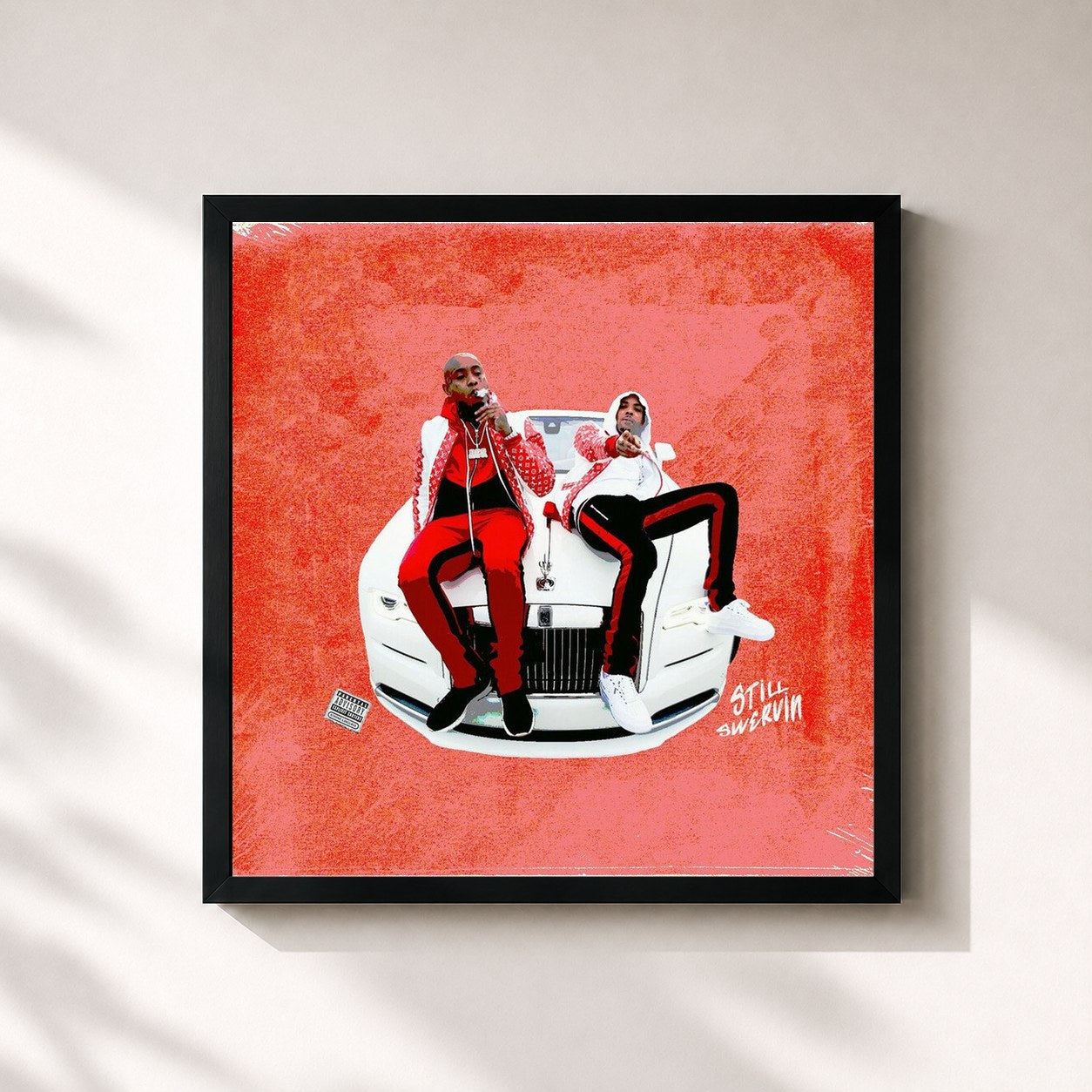 #noir Tableau carré de l'album Still Swervin de G Herbo, cadre noir 32x32 cm