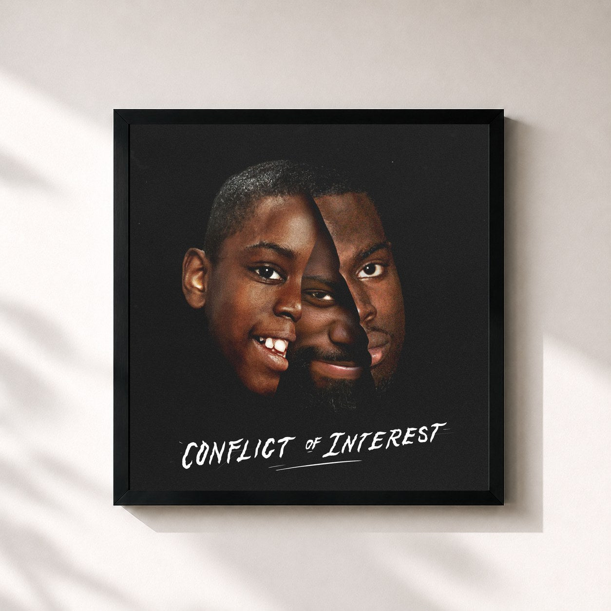 #noir Tableau carré de l'album Conflict Of Interest de Ghetts, cadre noir 32x32 cm
