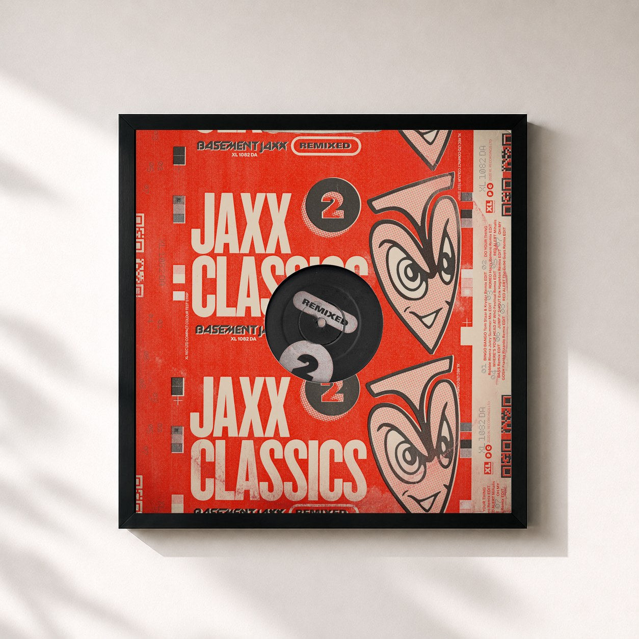 #noir Tableau carré de l'album Jaxx Classics Remixed de Basement Jaxx, cadre noir 32x32 cm