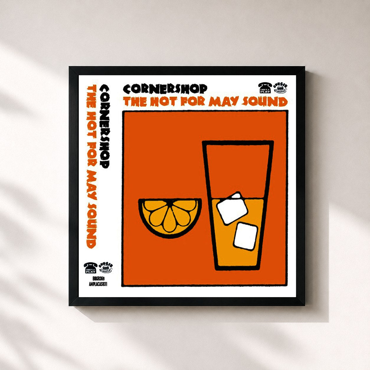 #noir Tableau carré de l'album The Hot for May Sound de Cornershop, cadre noir 32x32 cm
