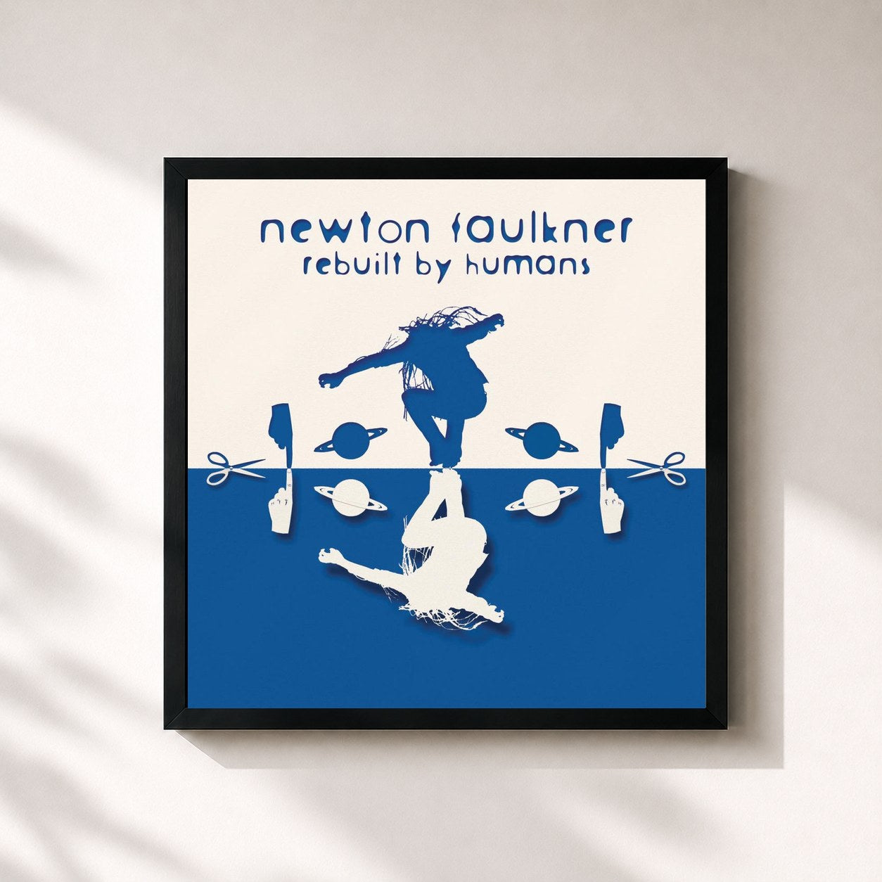 #noir Tableau carré de l'album Rebuilt By Humans de Newton Faulkner, cadre noir 32x32 cm