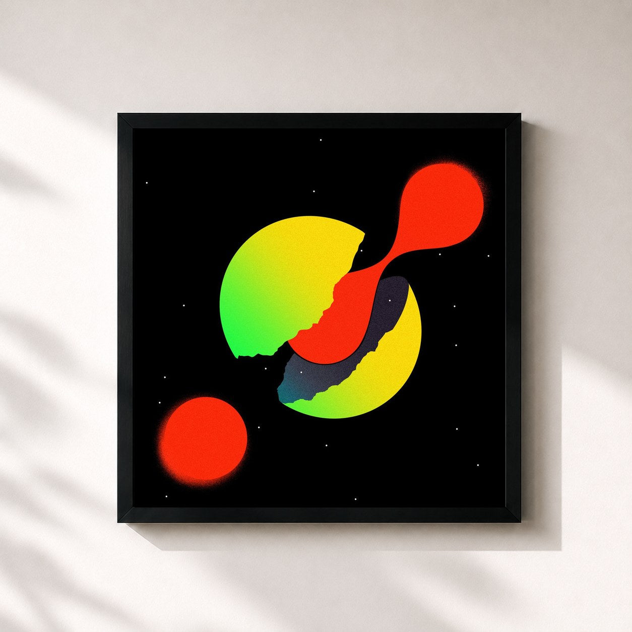#noir Tableau carré de l'album PLANET'S MAD (GLOBE'S CRAZY) de Baauer, cadre noir 32x32 cm