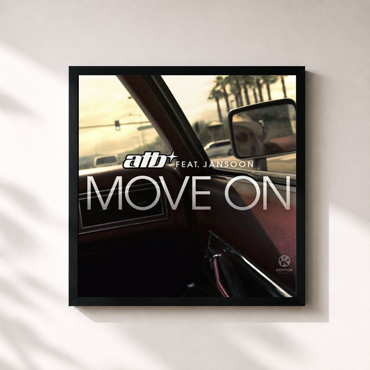 #noir Tableau carré de l'album Move On (Remixes) de ATB, cadre noir 32x32 cm