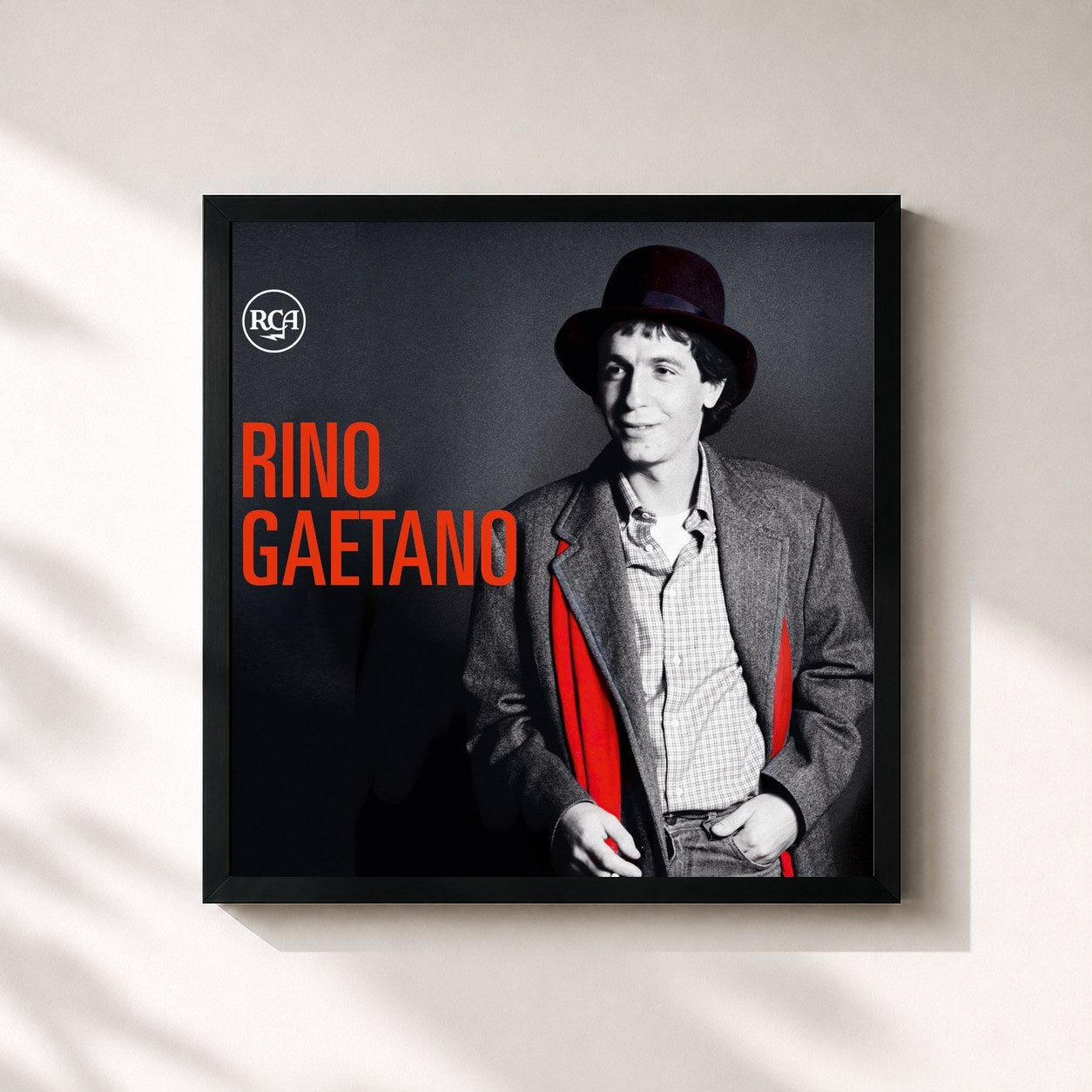 #noir Tableau carré de l'album Rino Gaetano de Rino Gaetano, cadre noir 32x32 cm
