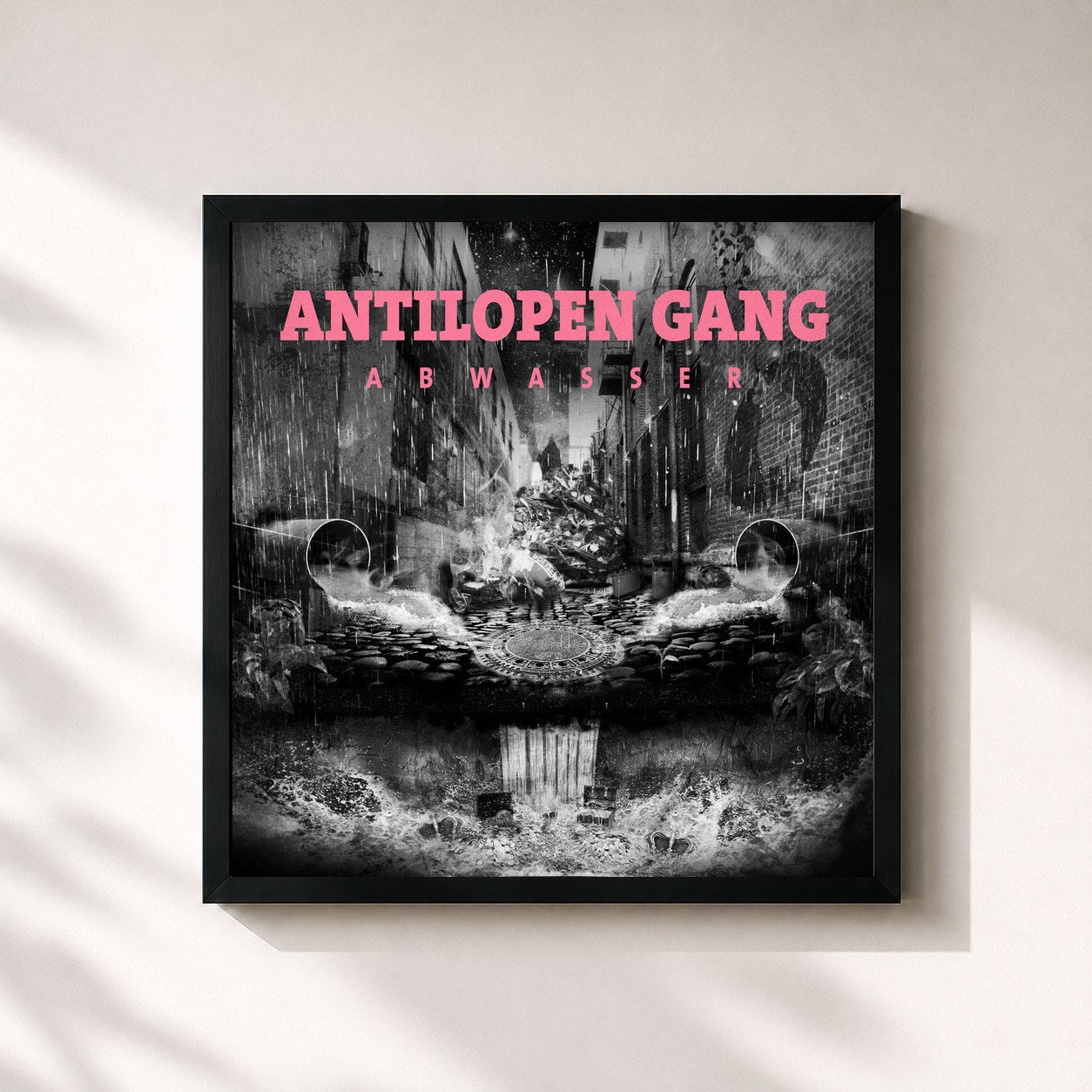 #noir Tableau carré de l'album Abwasser de ANTILOPEN GANG, cadre noir 32x32 cm