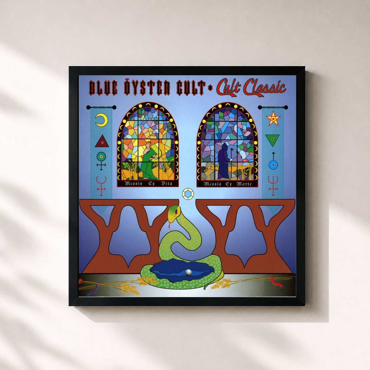 #noir Tableau carré de l'album Cult Classic (Remastered) de Blue Öyster Cult, cadre noir 32x32 cm