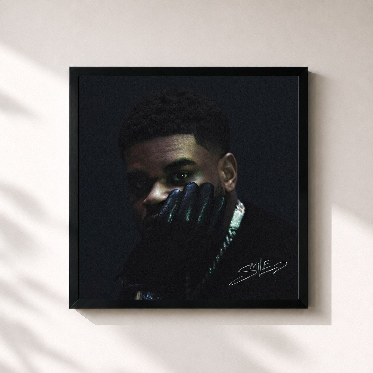 #noir Tableau carré de l'album SMILE? de K-Trap, cadre noir 32x32 cm