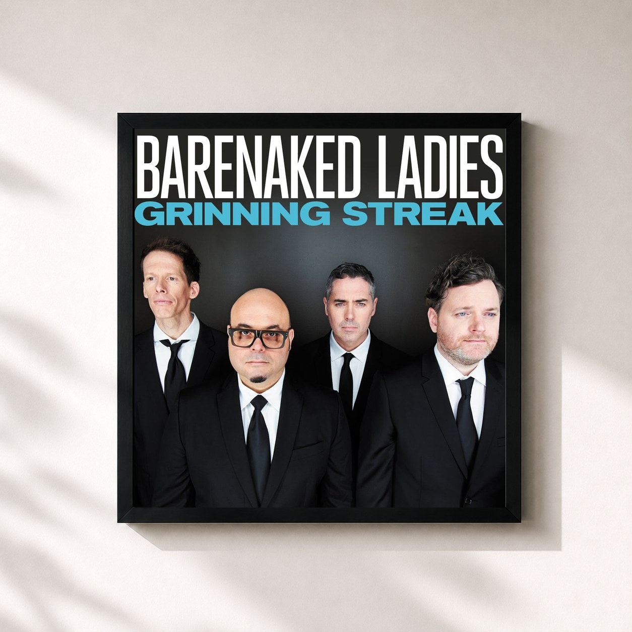 #noir Tableau carré de l'album Grinning Streak de Barenaked Ladies, cadre noir 32x32 cm