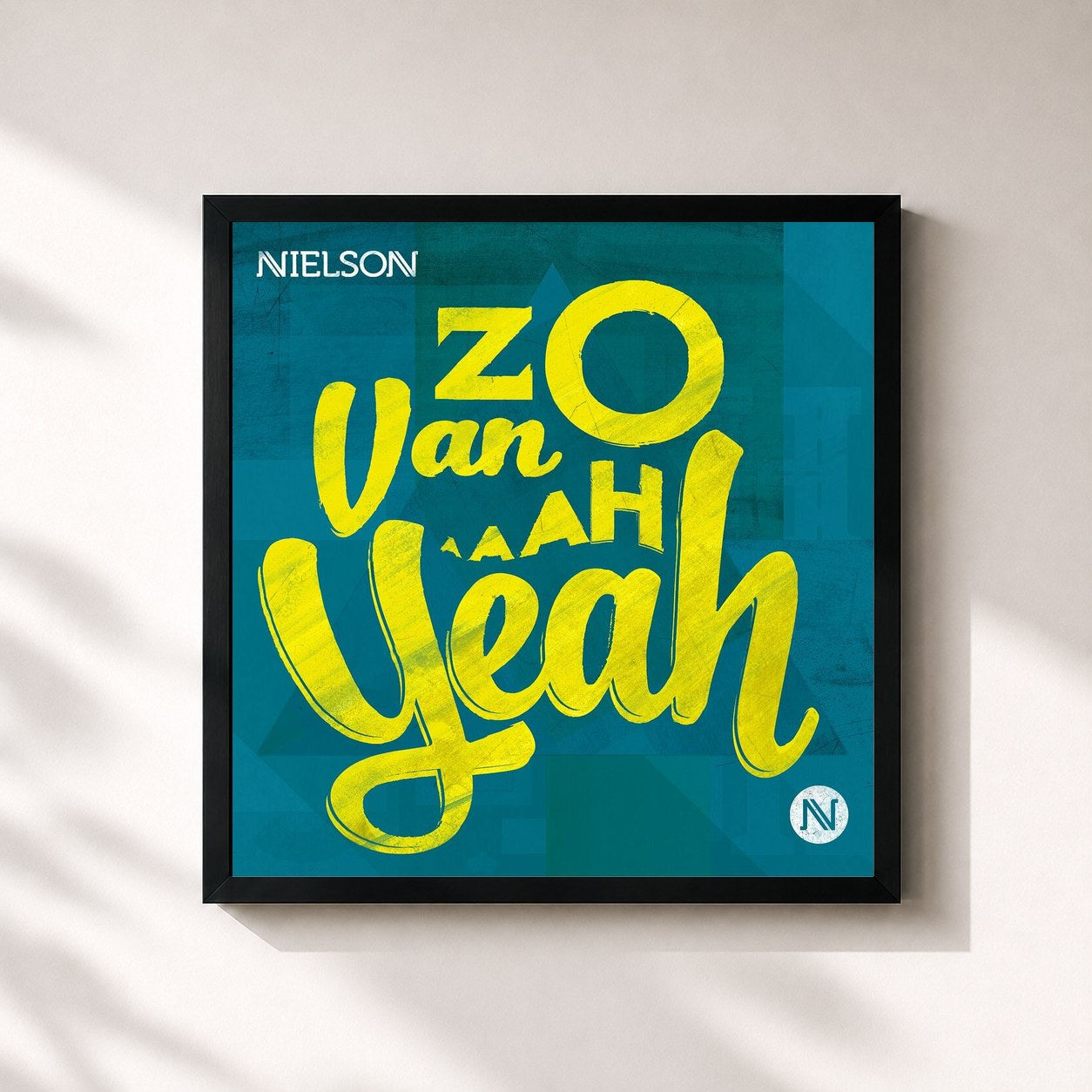 #noir Tableau carré de l'album Zo Van Ah Yeah de Nielson, cadre noir 32x32 cm