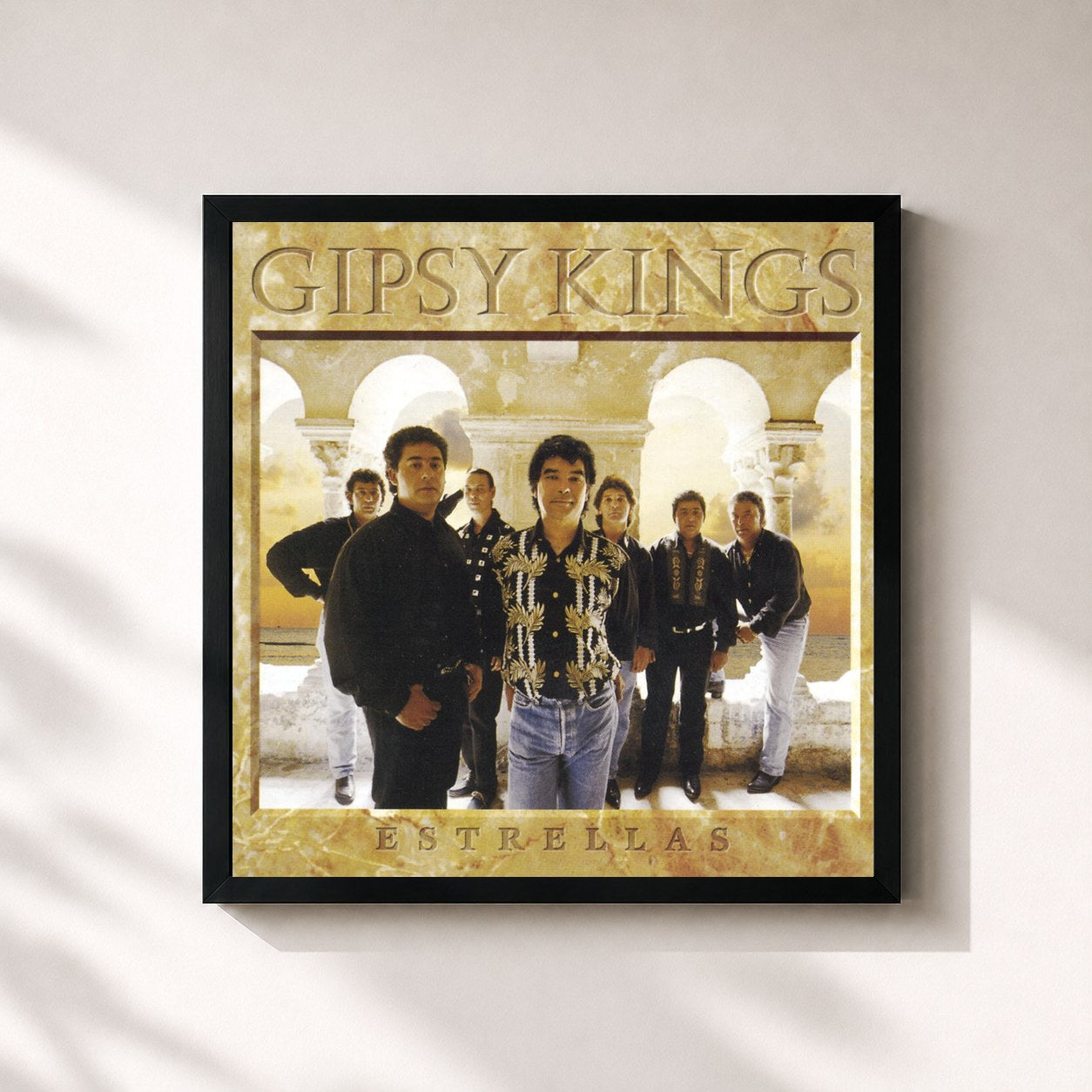 #noir Tableau carré de l'album Estrellas de Gipsy Kings, cadre noir 32x32 cm