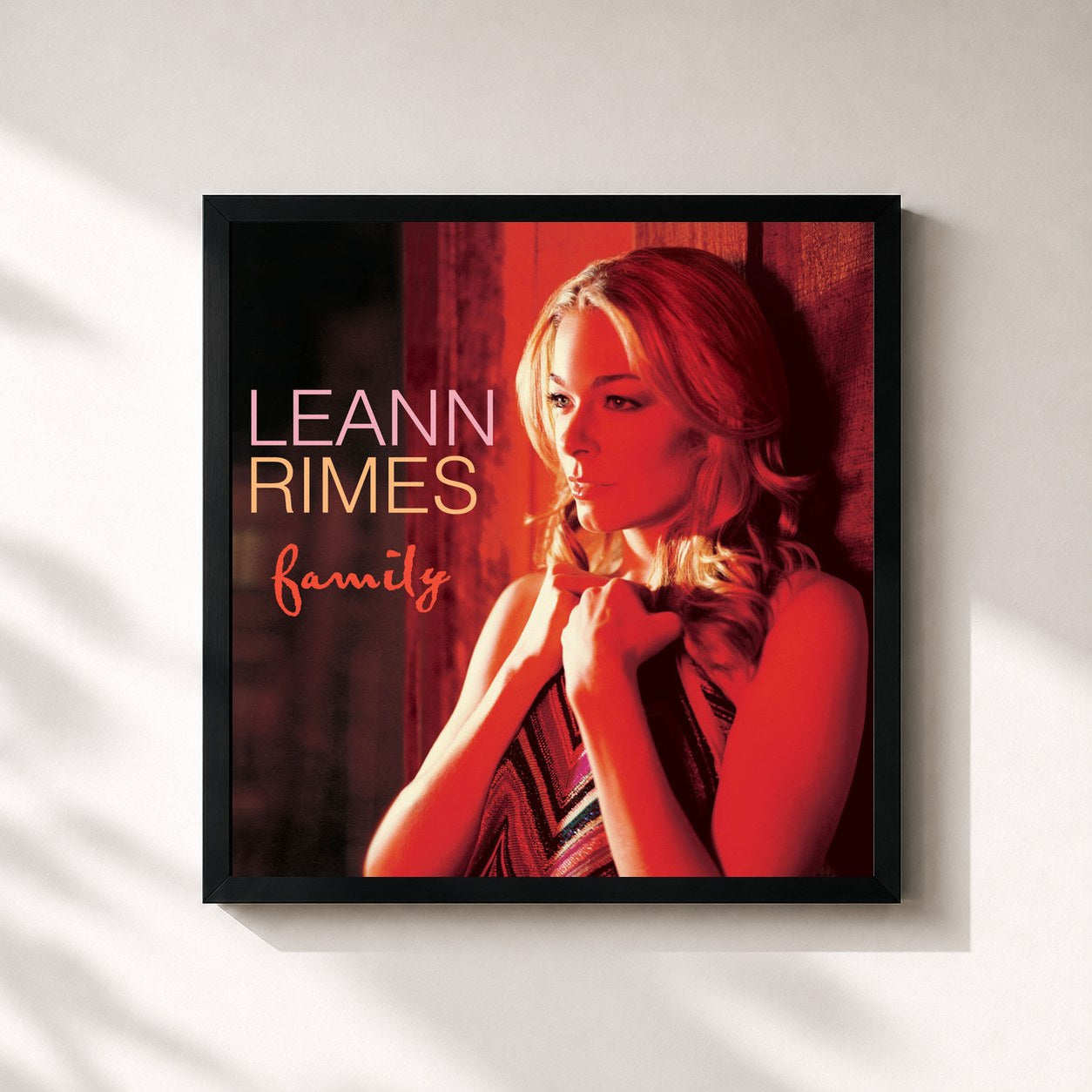 #noir Tableau carré de l'album Family de LeAnn Rimes, cadre noir 32x32 cm