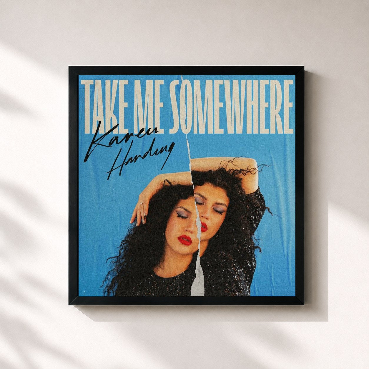 #noir Tableau carré de l'album Take Me Somewhere de KAREN HARDING, cadre noir 32x32 cm
