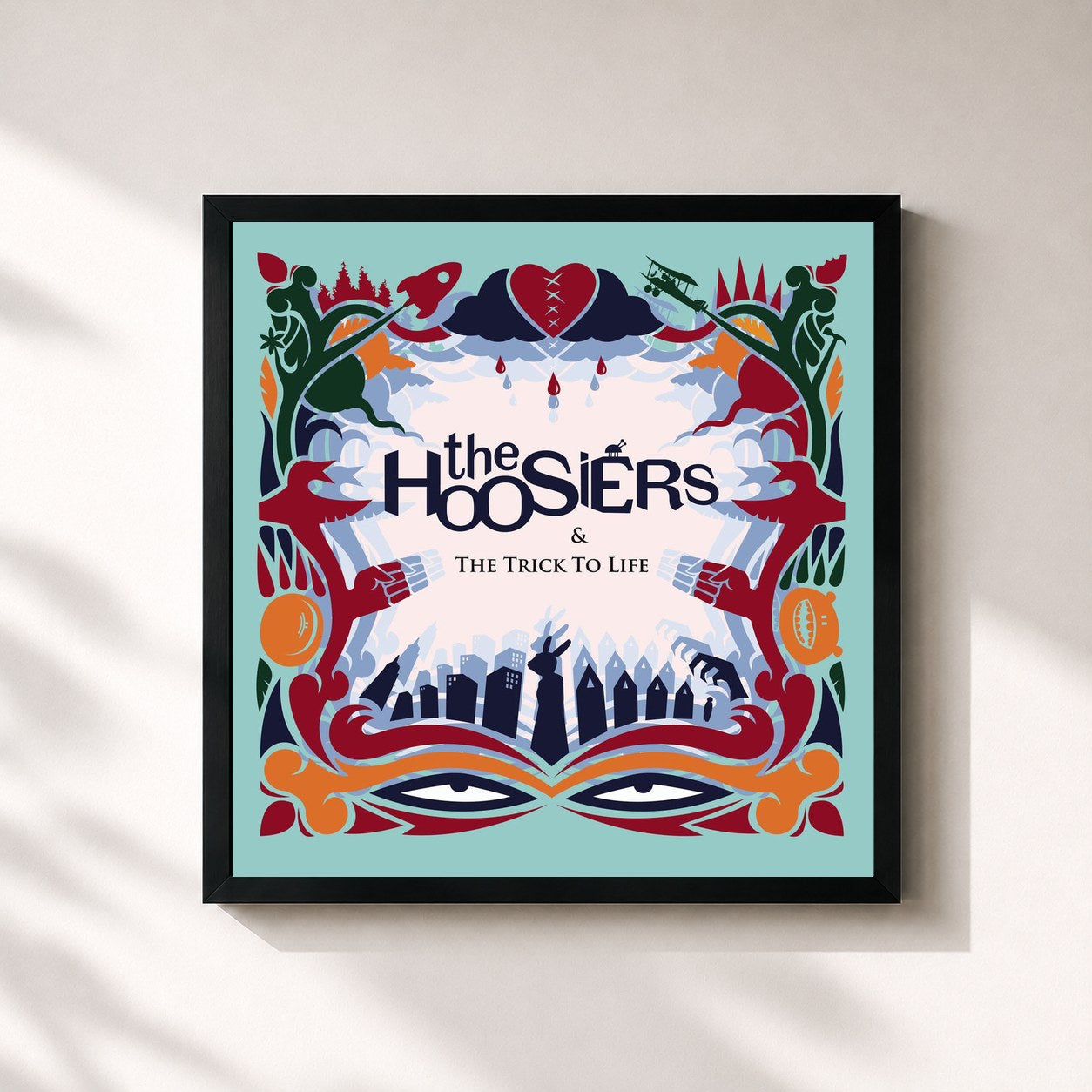 #noir Tableau carré de l'album The Trick to Life (10th Anniversary Edition) de The Hoosiers, cadre noir 32x32 cm