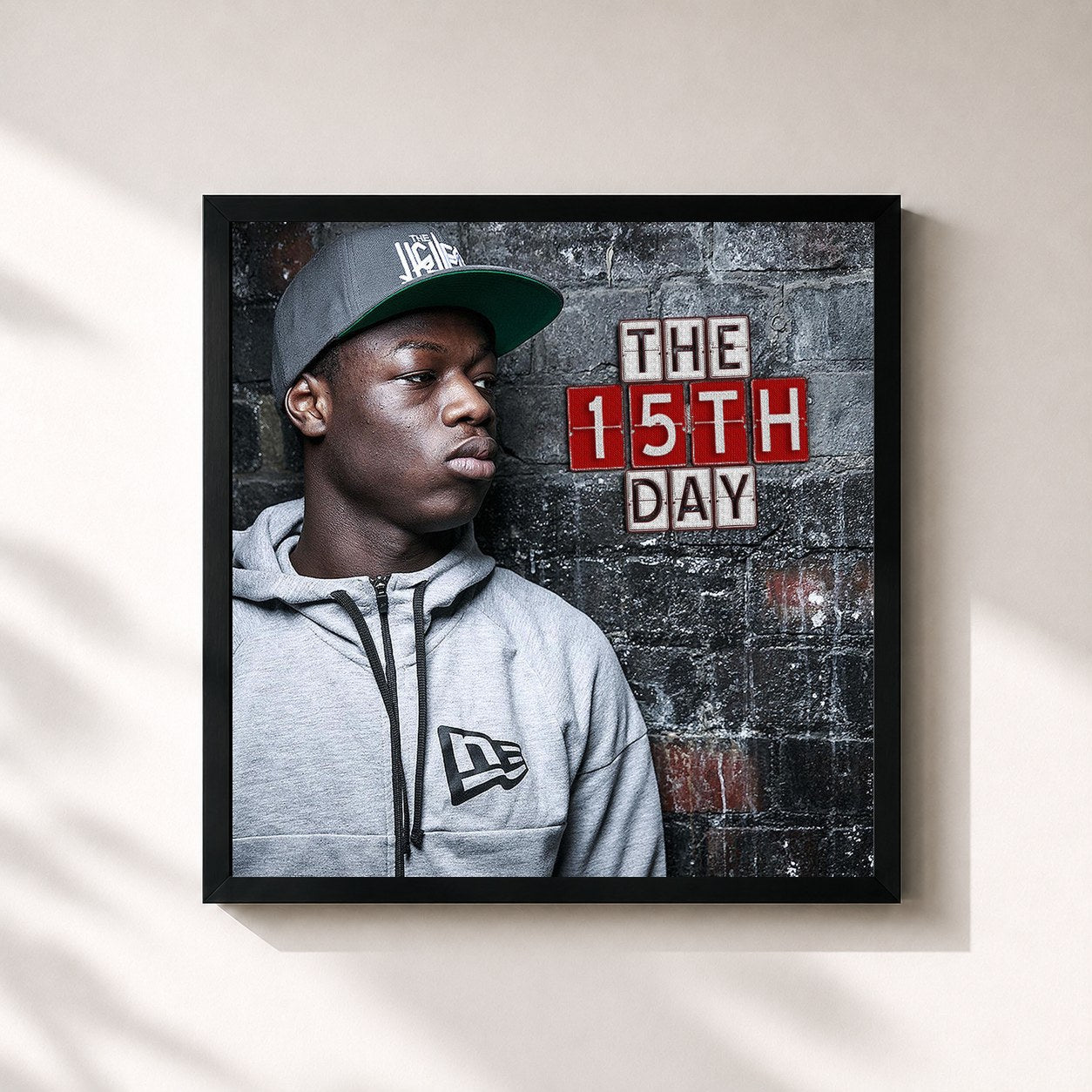 #noir Tableau carré de l'album The 15th Day de J Hus, cadre noir 32x32 cm