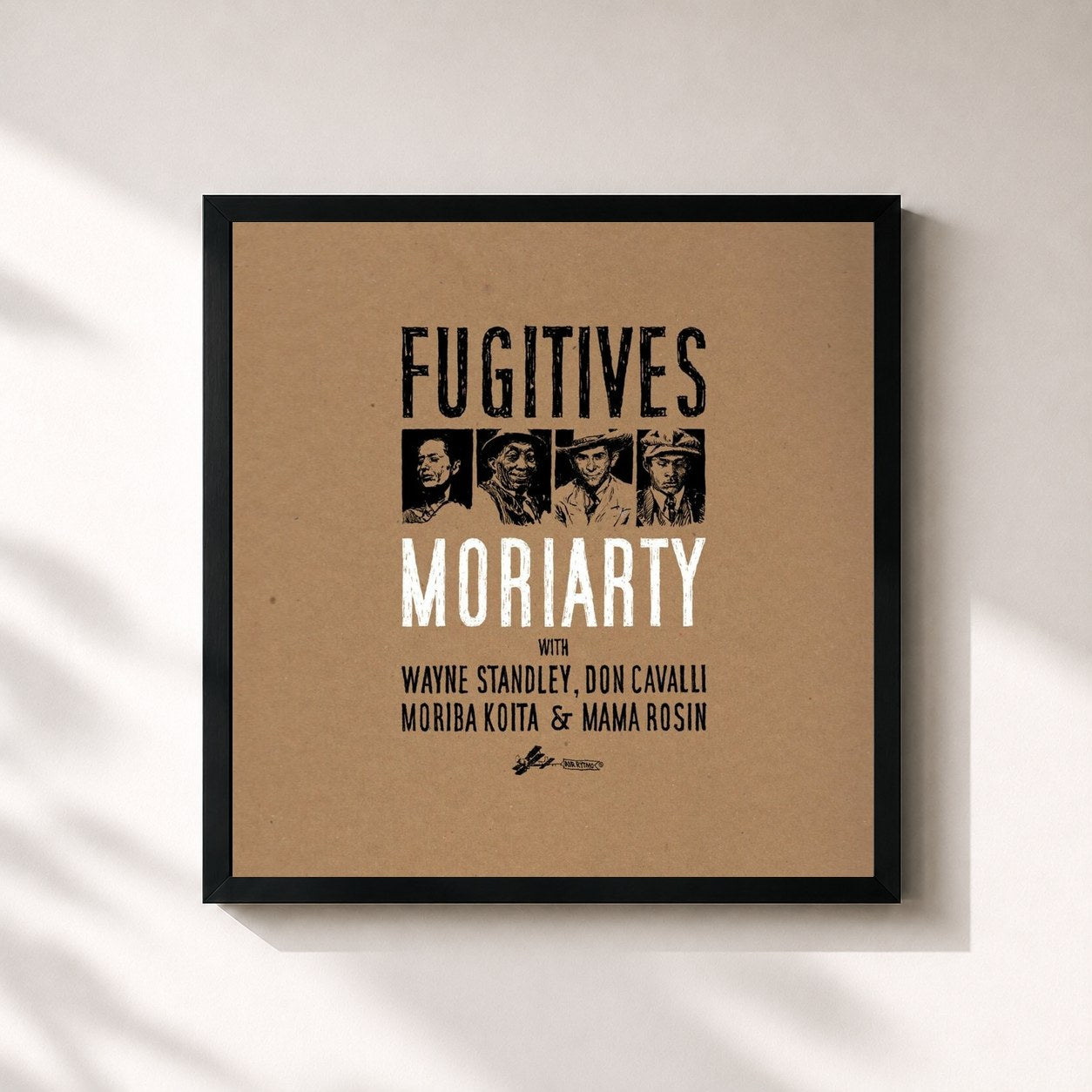 #noir Tableau carré de l'album Fugitives de Moriarty, cadre noir 32x32 cm