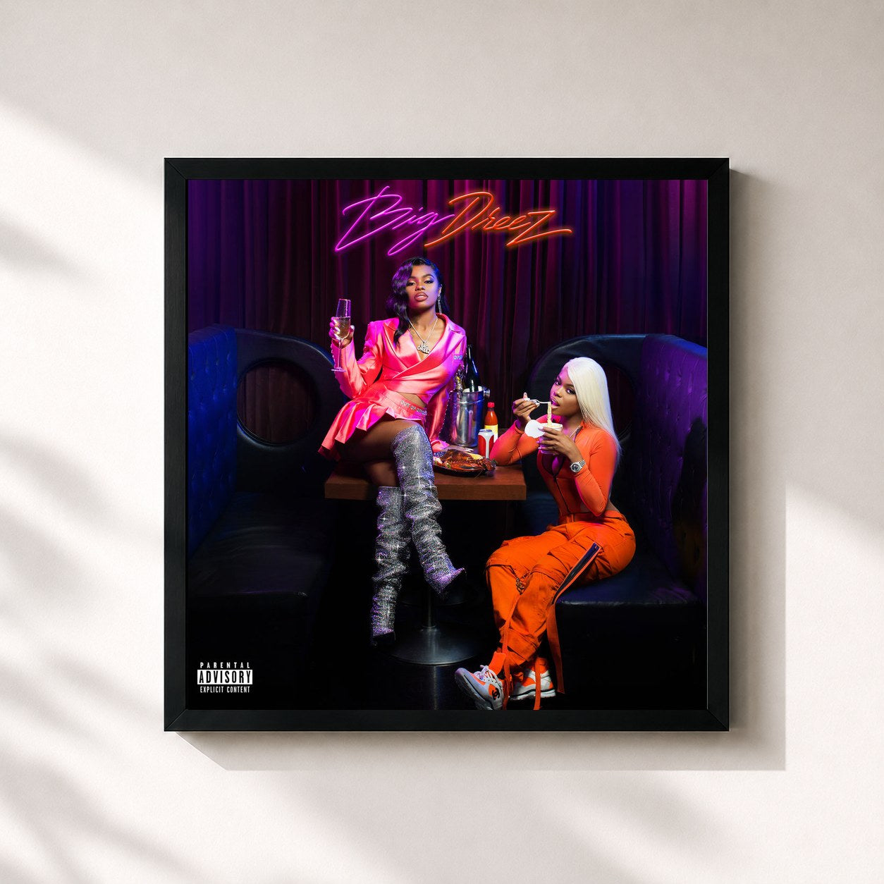 #noir Tableau carré de l'album Big Dreez de Dreezy, cadre noir 32x32 cm